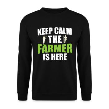 Keep calm The farmer is here - Unisex Sweatshirt - black - Front - Alina (178cm) & Michal (187cm)