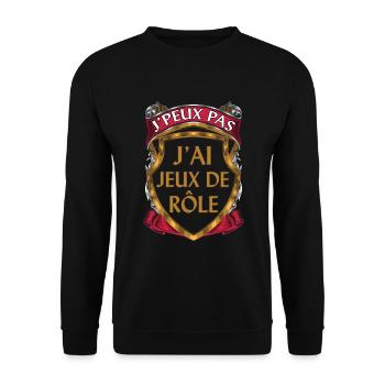 J'Peux Pas J'ai Jeux de Rôle Ado Cadeau Garçon JDR - Sweat-shirt Unisexe - noir - Devant - Alina (178cm) & Michal (187cm)