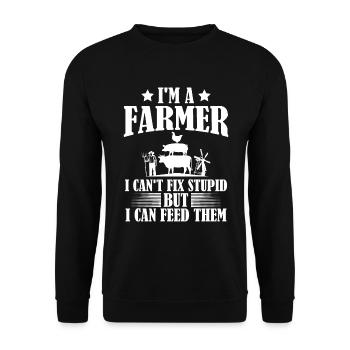 I'm a farmer, I can't cure stupidity - Unisex Sweatshirt - black - Front - Alina (178cm) & Michal (187cm)