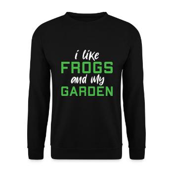 Ich Mag Frösche Und Meinen Garten - Frosch - Unisex Pullover - Schwarz - Vorne - Alina (178cm) & Michal (187cm)