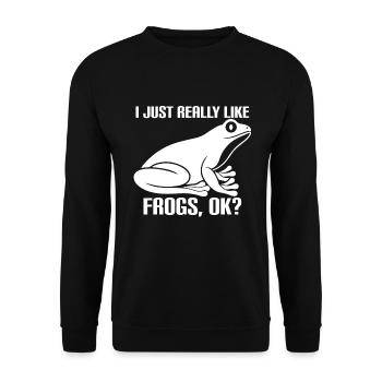 I just like frogs a lot, okay? - Unisex Sweatshirt - black - Front - Alina (178cm) & Michal (187cm)