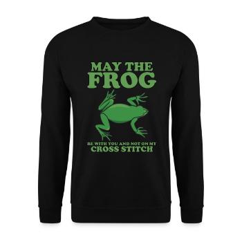 Möge Der Frosch Mit Dir Sein Und Nicht Auf Dem - Unisex Pullover - Schwarz - Vorne - Alina (178cm) & Michal (187cm)