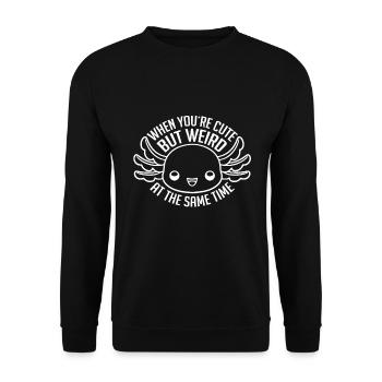 Wenn Du Niedlich Aber Gleichzeitig Seltsam Bist - Unisex Pullover - Schwarz - Vorne - Alina (178cm) & Michal (187cm)