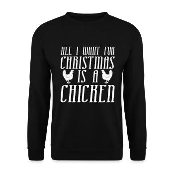 Ich Wünsche Mir Zu Weihnachten Nur Ein Huhn - Unisex Pullover - Schwarz - Vorne - Alina (178cm) & Michal (187cm)