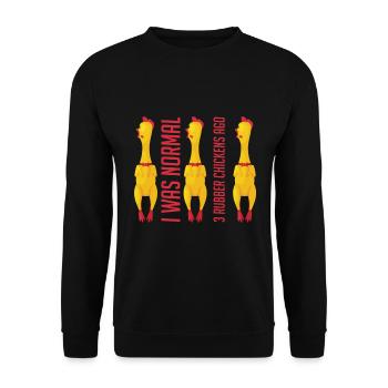 Avant 3 poulets en caoutchouc, j’étais normal - Sweat-shirt Unisexe - noir - Devant - Alina (178cm) & Michal (187cm)