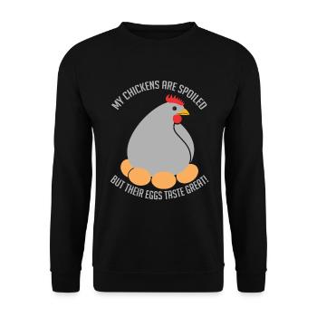 Mes poules sont gâtées mais les œufs ont bon goût - Sweat-shirt Unisexe - noir - Devant - Alina (178cm) & Michal (187cm)