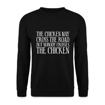 The chicken is allowed to cross the road - Unisex Sweatshirt - black - Front - Alina (178cm) & Michal (187cm)
