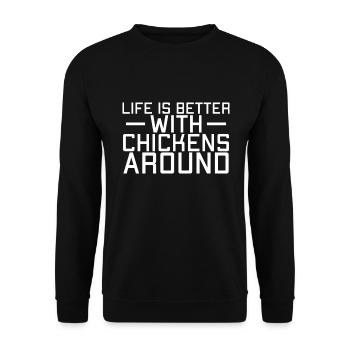 La vie est meilleure avec des poulets à proximité - Sweat-shirt Unisexe - noir - Devant - Alina (178cm) & Michal (187cm)