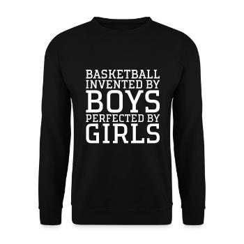 Basketball invented by boys by girls - Unisex Sweatshirt - black - Front - Alina (178cm) & Michal (187cm)