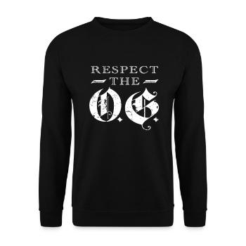 Respect The OG Original Gangsta Calligraphy - Unisex Pullover - Schwarz - Vorne - Alina (178cm) & Michal (187cm)