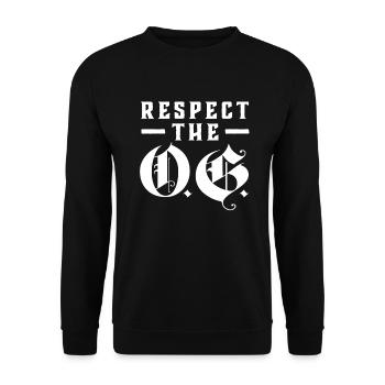 Respect The OG Original Gangsta Calligraphy - Unisex Pullover - Schwarz - Vorne - Alina (178cm) & Michal (187cm)