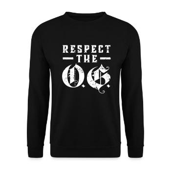 Respect The OG Original Gangsta Calligraphy - Unisex Pullover - Schwarz - Vorne - Alina (178cm) & Michal (187cm)