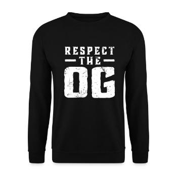 Respect The OG Original Gangsta Calligraphy - Unisex Pullover - Schwarz - Vorne - Alina (178cm) & Michal (187cm)
