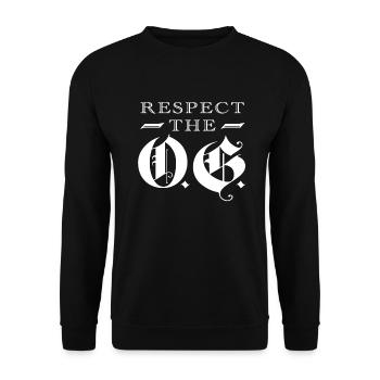 Respect The OG Original Gangsta Calligraphy - Unisex Pullover - Schwarz - Vorne - Alina (178cm) & Michal (187cm)
