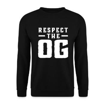 Respect The OG Original Gangsta Calligraphy - Unisex Pullover - Schwarz - Vorne - Alina (178cm) & Michal (187cm)