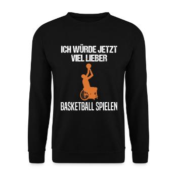 Rollstuhl Basketball Spieler Lustiger Spruch - Unisex Pullover - Schwarz - Vorne - Alina (178cm) & Michal (187cm)