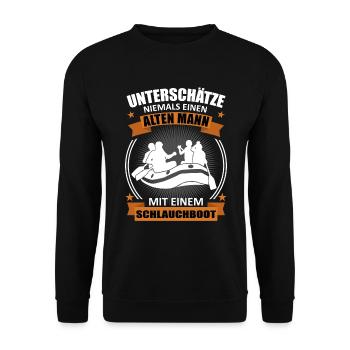 Rafting Alter Mann Spruch Wassersport Geschenk - Unisex Pullover - Schwarz - Vorne - Alina (178cm) & Michal (187cm)