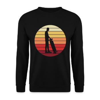 Skater Skateboard Fahrer Skateboardfahrer Retro - Unisex Pullover - Schwarz - Vorne - Alina (178cm) & Michal (187cm)