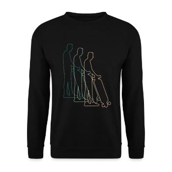 Skater Skateboard Fahrer Skateboardfahrer Retro - Unisex Pullover - Schwarz - Vorne - Alina (178cm) & Michal (187cm)