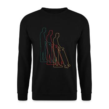 Skater Skateboard Fahrer Skateboardfahrer Retro - Unisex Pullover - Schwarz - Vorne - Alina (178cm) & Michal (187cm)