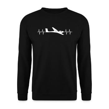 Segelflugzeug Pilot Herzschlag Linie Geschenk - Unisex Pullover - Schwarz - Vorne - Alina (178cm) & Michal (187cm)