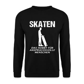 Skater Skateboard Fahrer Skaten Spruch Geschenk - Unisex Pullover - Schwarz - Vorne - Alina (178cm) & Michal (187cm)