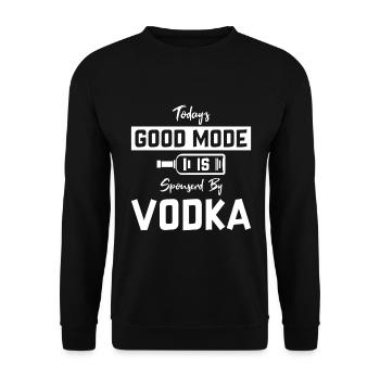 Die Gute Mode Von Heute Wird Von Wodka Gesponsert - Unisex Pullover - Schwarz - Vorne - Alina (178cm) & Michal (187cm)