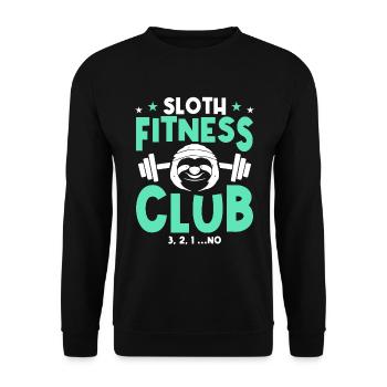 Sloth Fitness Club 3, 2, 1 ... NON - Sweat-shirt Unisexe - noir - Devant - Alina (178cm) & Michal (187cm)