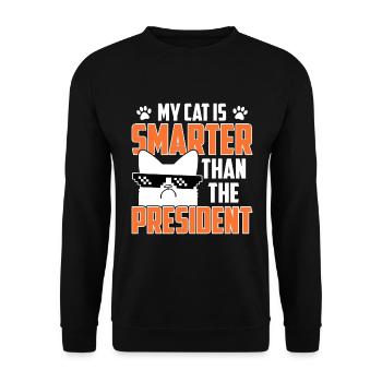 Meine Katze Ist Schlauer Als Der Präsident - Unisex Pullover - Schwarz - Vorne - Alina (178cm) & Michal (187cm)
