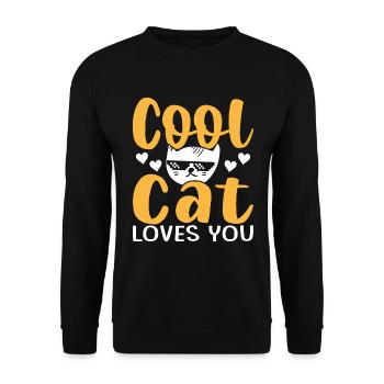 Coole Katze Liebt Dich - Unisex Pullover - Schwarz - Vorne - Alina (178cm) & Michal (187cm)