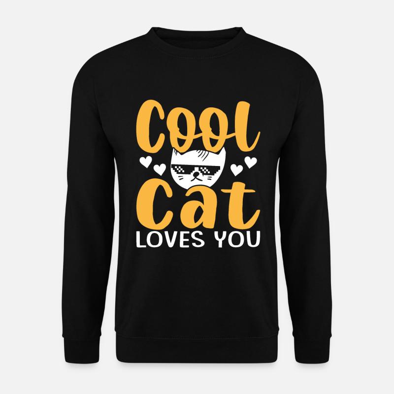 Le chat cool t’aime - Sweat-shirt Unisexe - noir