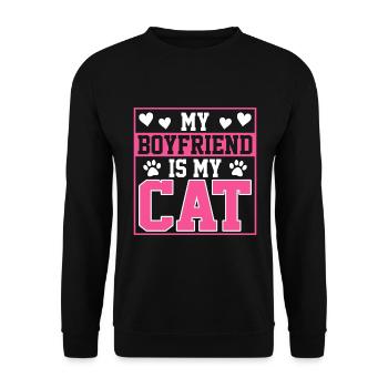 Mein Freund Ist Meine Katze - Unisex Pullover - Schwarz - Vorne - Alina (178cm) & Michal (187cm)