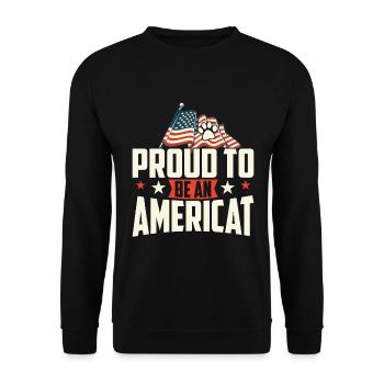 Stolz Eine Amerikaner Katze Zu Sein - Unisex Pullover - Schwarz - Vorne - Alina (178cm) & Michal (187cm)