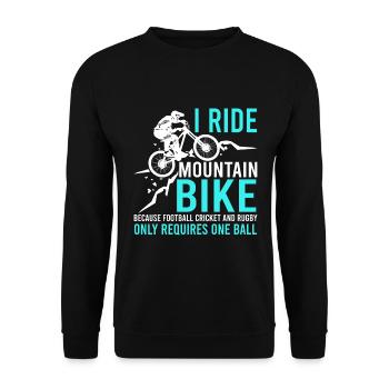 Ich Fahre Mountainbike Weil Fußball Kricket - Unisex Pullover - Schwarz - Vorne - Alina (178cm) & Michal (187cm)