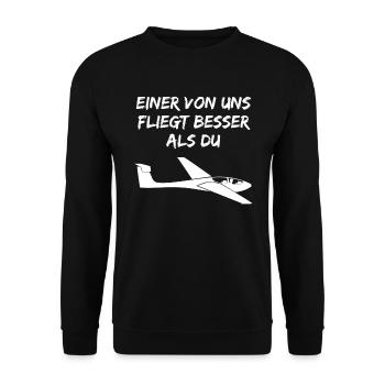 Segelfliegen Lustiger Spruch Segelflieger Geschenk - Unisex Pullover - Schwarz - Vorne - Alina (178cm) & Michal (187cm)