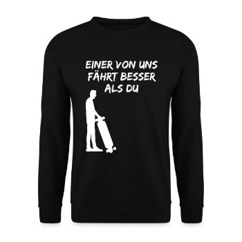Skater Skateboard Fahrer Skaten Spruch Geschenk - Unisex Pullover - Schwarz - Vorne - Alina (178cm) & Michal (187cm)
