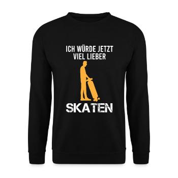 Skater Skateboard Fahrer Skaten Spruch Geschenk - Unisex Pullover - Schwarz - Vorne - Alina (178cm) & Michal (187cm)