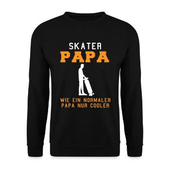 Skater Papa Spruch Skateboard Skaten Geschenk - Unisex Pullover - Schwarz - Vorne - Alina (178cm) & Michal (187cm)