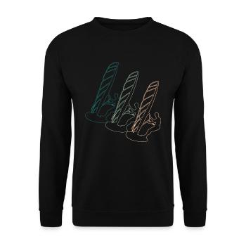Windsurfen Wassersport Surfbrett Surfer Retro - Unisex Pullover - Schwarz - Vorne - Alina (178cm) & Michal (187cm)