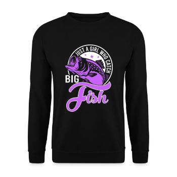 Juste une fille attrapant de gros poissons - Sweat-shirt Unisexe - noir - Devant - Alina (178cm) & Michal (187cm)