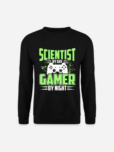 Wissenschaftler Bei Tag Gamer Bei Nacht - Unisex sweater - sort