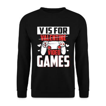 V est pour les jeux vidéo - Valentine - Sweat-shirt Unisexe - noir - Devant - Alina (178cm) & Michal (187cm)