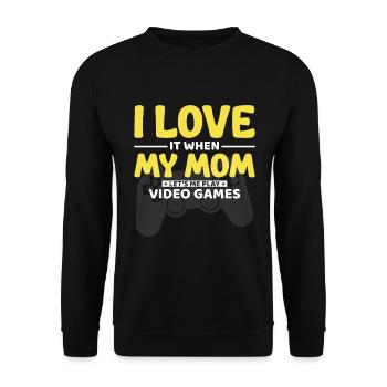 J’adore quand ma mère joue à des jeux vidéo - Sweat-shirt Unisexe - noir - Devant - Alina (178cm) & Michal (187cm)