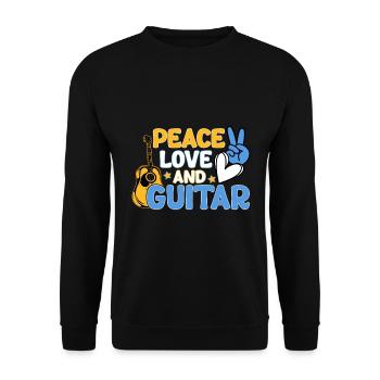 Frieden Liebe Und Gitarre - Unisex Pullover - Schwarz - Vorne - Alina (178cm) & Michal (187cm)