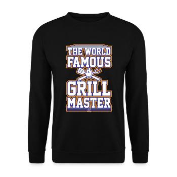 The world-famous grill master - Unisex Sweatshirt - black - Front - Alina (178cm) & Michal (187cm)