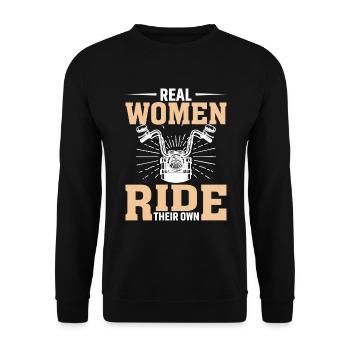 Echte Frauen Reiten Ihr Eigenes Biker - Unisex Pullover - Schwarz - Vorne - Alina (178cm) & Michal (187cm)