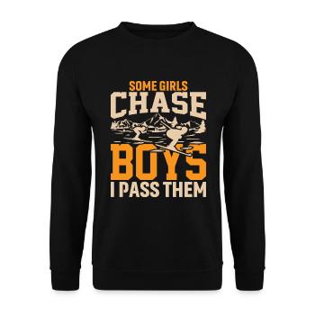 Some girls chase boys, I'll drive by - Unisex Sweatshirt - black - Front - Alina (178cm) & Michal (187cm)
