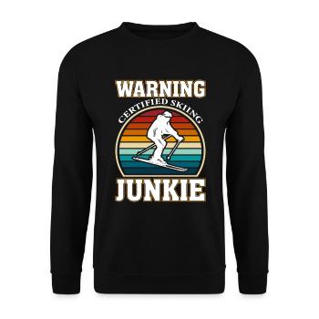 Warnung Zertifizierter Ski Junkie - Unisex Pullover - Schwarz - Vorne - Alina (178cm) & Michal (187cm)