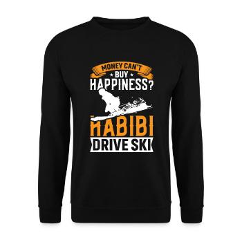 Mit Geld Kann Man Kein Glück Kaufen? Fahre Ski - Unisex Pullover - Schwarz - Vorne - Alina (178cm) & Michal (187cm)
