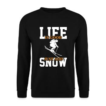 Das Leben Ist Gut Einfach Schnee Hinzufügen - Unisex Pullover - Schwarz - Vorne - Alina (178cm) & Michal (187cm)